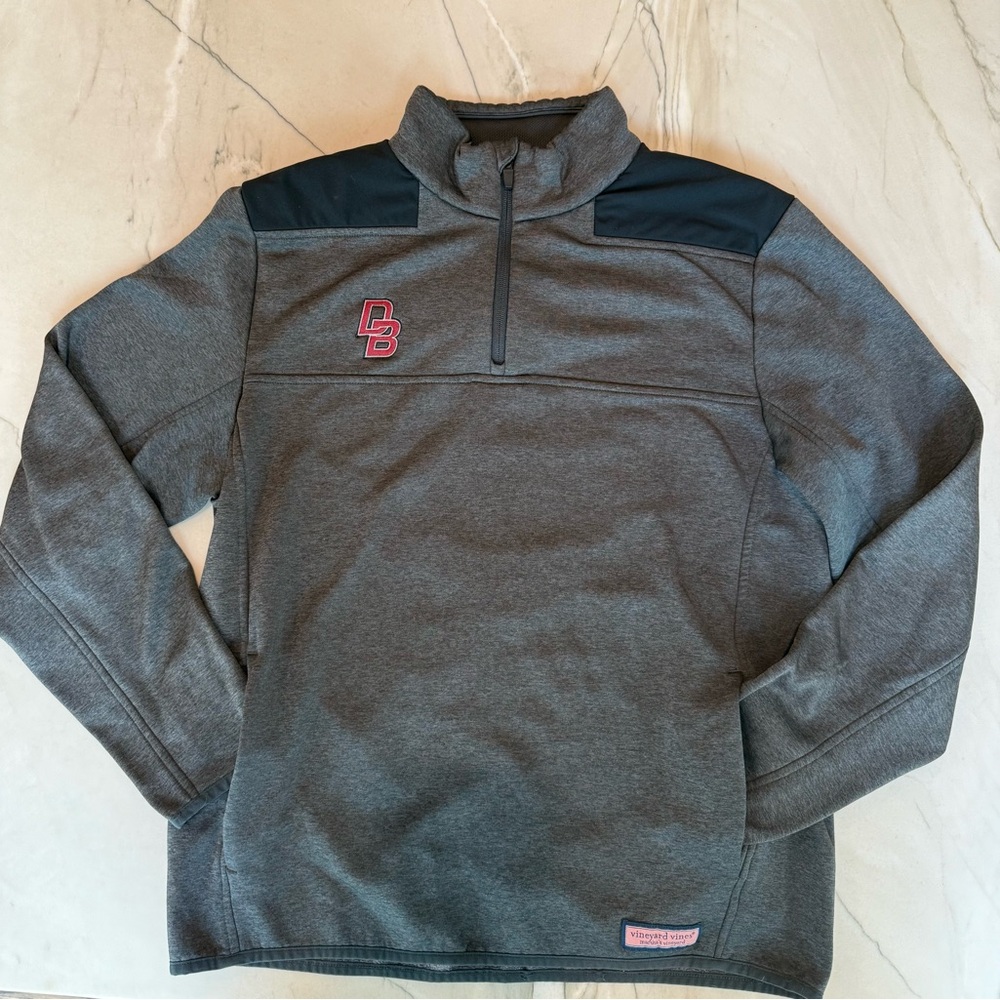 Vineyard Vines Gray and Black Zip Up Sweater